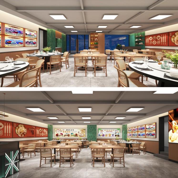 現代簡約風格餐飲店設計效果圖案例