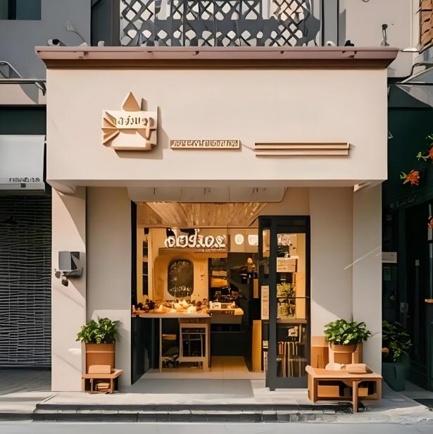 奶油風蛋糕甜品店裝修效果圖，巧