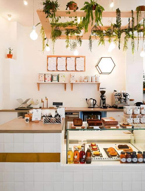 甜品店裝修設計，清新ins風原木係咖啡甜品店