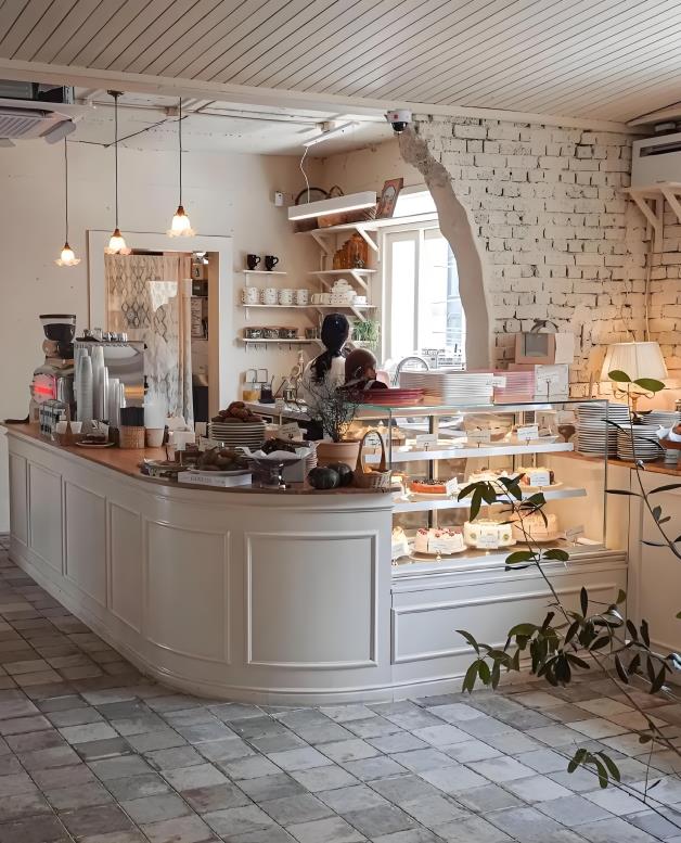 甜品店設計:韓式奶油風烘焙空間治愈且優雅